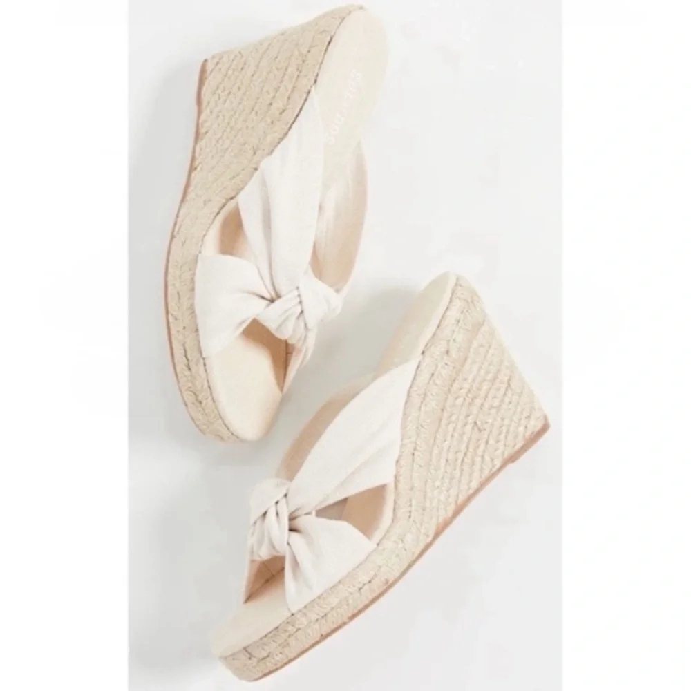 Soludos Knotted Wedge Espadrilles Mule Sandal in National White Size 11